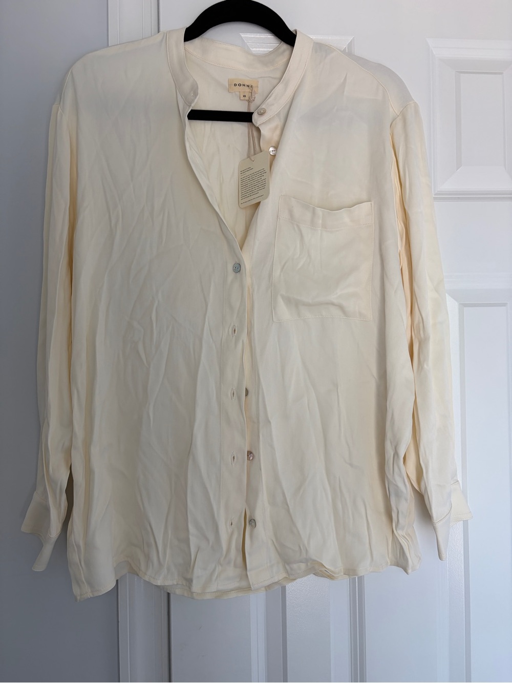 DONNI. Ivory Button-Front Blouse